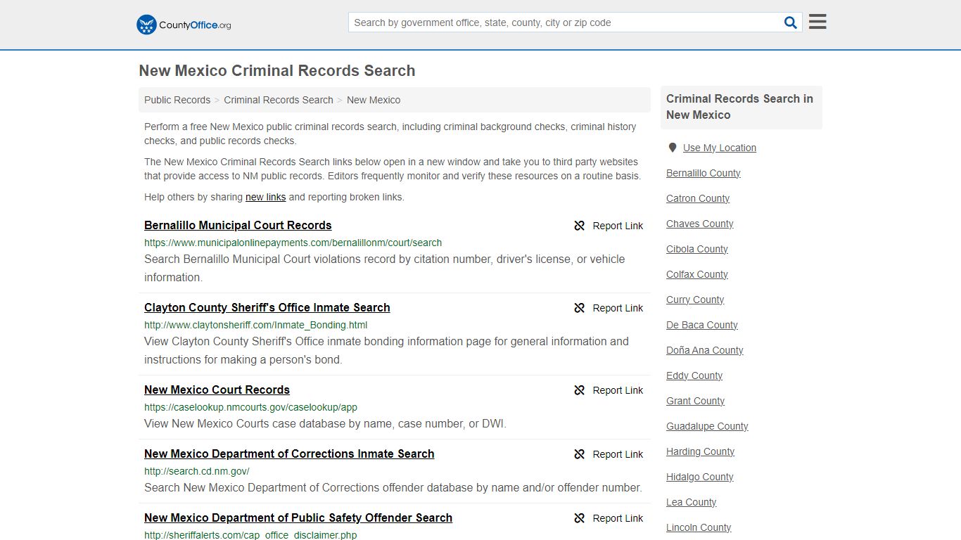 New Mexico Criminal Records Search - County Office