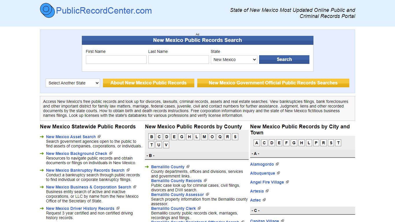 Free New Mexico Public Records, Criminal Records And Background Checks